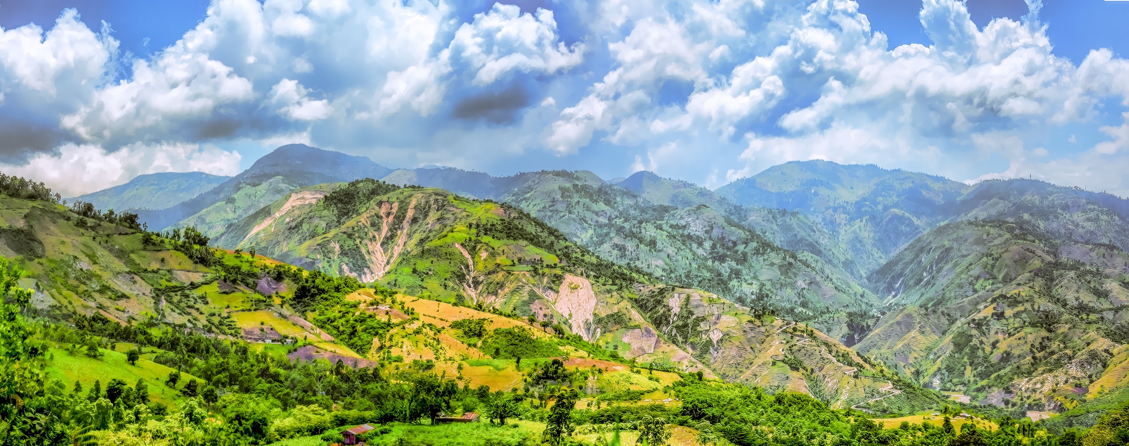 The green mountains above Léogâne, Haiti